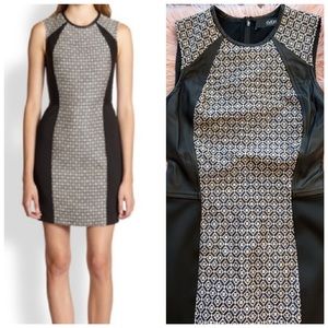 Cut25 by Yigal Azrouel Black Leather & Brocade Sheath Dress Sz 0
